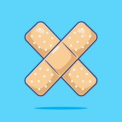 Medical adhesive plaster cartoon illustration vector icon mascot symbol for first aid in accident. Medical theme