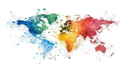 A global business network concept, symbolizing worldwide connections and corporate expansion .