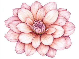 Fototapeta premium Stunning Pink Dahlia Floral Illustration