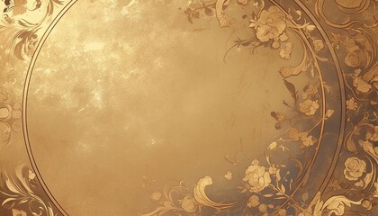 Gold floral frame on textured background, vintage style