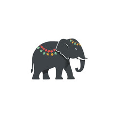 Elephant Illustration with Festive Decorations in Modern Artistic Style