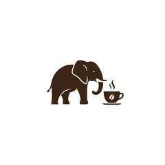 Elephant Silhouette with Coffee Cup Logo Design for Beverage Branding
