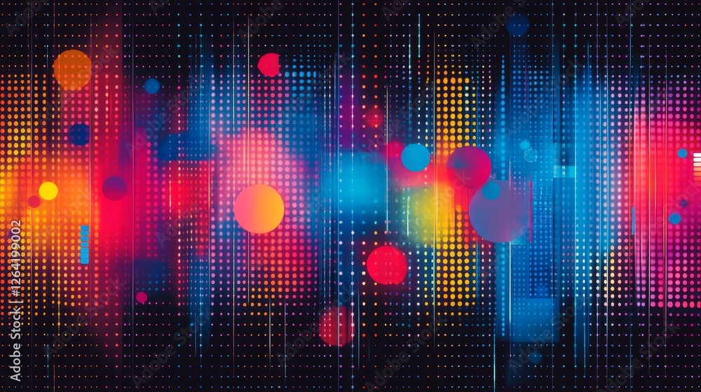 Aufkleber vibrant abstract background with dotted grid and glowing orbs for modern tech and creative design co