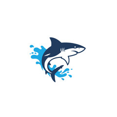 Graphic Illustration of a Shark Jumping From Waves in Blue Design
