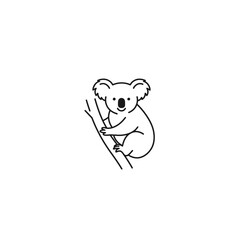 Fototapeta premium Cute Illustration of a Koala Climbing a Tree in Minimalistic Style