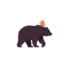 Obraz premium Illustration of a Bear with an Autumn Leaf on Its Back