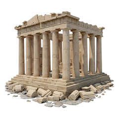 Obraz premium Ancient Greek Temple, Ruins Remain Standing