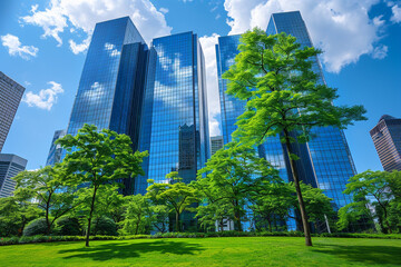 Obraz premium Minimalist Business Buildings in Contemporary Urban Environment