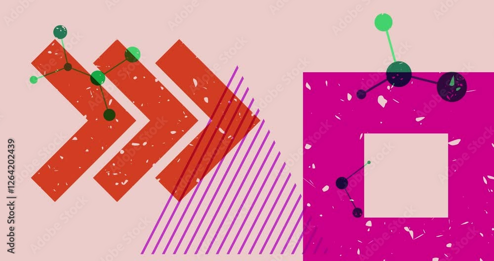 Poster risograph shapes. geometry elements abstract texture. big colorful geometric animation. object in tr