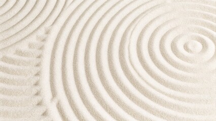 Sand pattern as background. A zen pattern in white sand. Beach sand texture in the summer sun. Sea waves and sun glare over the sandy coast. Sand texture background. Wave pattern. 