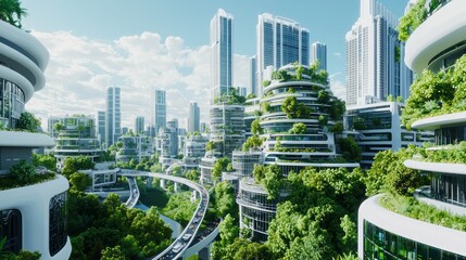 Obraz premium Innovative Sustainable Urban Development in a Green City Landscape
