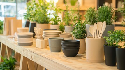 Green Decor Display at Business Expo Featuring Innovative Designs