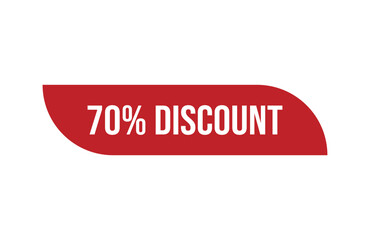 Red banner 70% discount isolated on white background.