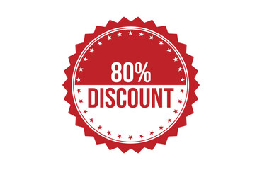 80% discount red ribbon label banner.