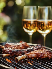 Grilling a summer meal on a barbecue  - ai