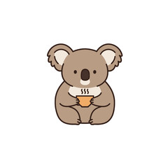 Obraz premium Adorable Cartoon Koala Holding a Warm Beverage with a Happy Expression