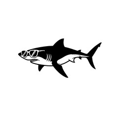 Stylized Illustration of a Trendy Shark Wearing Cool Sunglasses