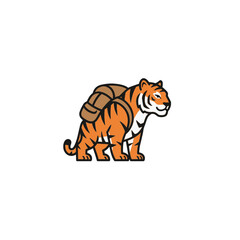 Tiger With Backpack Depiction Symbolizing Adventure and Wildlife
