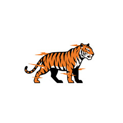 Elegant Silhouette of a Tiger Amidst a Stylized Design in Vibrant Tones