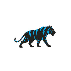 Silhouette of a Tiger with Unique Blue and Black Stripes