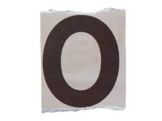 "O" wording or text with pieces of torn or cut paper, design elements isolated on transparent background.