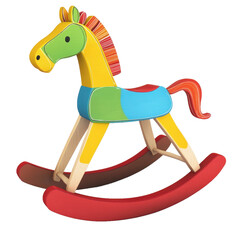 Colorful Wooden Rocking Horse Toy for Children Playroom Decor