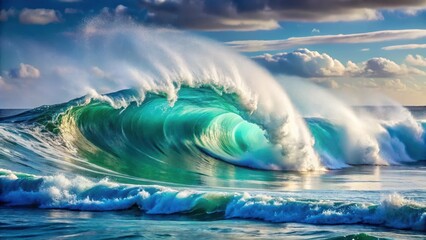 Ocean waves crashing against the shore repeating in a loop, natural phenomenon, landscape,  natural phenomenon, landscape, water