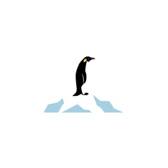 Penguin Standing on Iceberg in Arctic Illustration Symbolizing Cold Environment