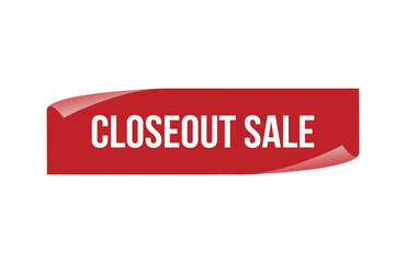 Red banner closeout sale isolated on white background.