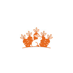 Minimalistic Rabbit Logo with Carrot Illustrations in Orange and White
