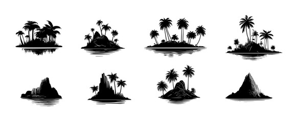 island silhouette set, isolated background