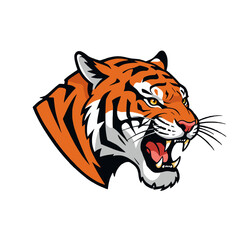 Fierce Tiger Head Logo with Vibrant Stripes and Dynamic Appearance