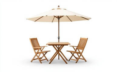Small outdoor table two chairs set up under Cafe table with chair isolate on white background