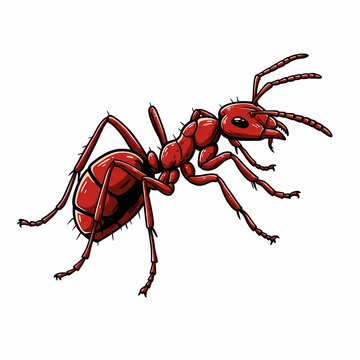 red ant crawling on white background clip art preview