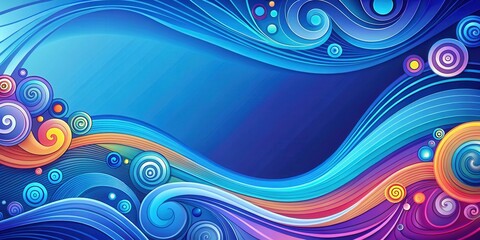 Gradient Blue Background with Swirling Shapes, relaxing visuals, vibrant colors
