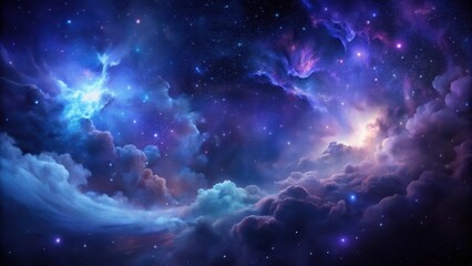 Dense, velvety blackness with hints of deep purple and blue hues