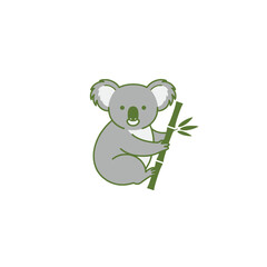 Cute Cartoon Koala Sitting on Bamboo Illustration Artwork