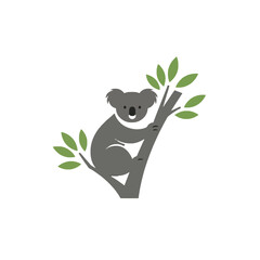 Cute Koala Sitting on a Tree Branch With Green Leaves
