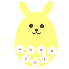 花柄の黄色のイースターエッグ（線なし）