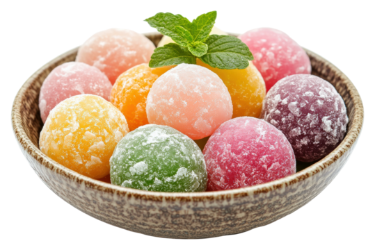 Colorful mochi treats kitchen food bright isolated on transparent background