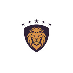 Lion Emblem with Shield and Stars for Strength and Prestige