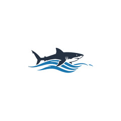 Obraz premium Illustration of A Shark Swimming in Ocean Waves with Dynamic Movement