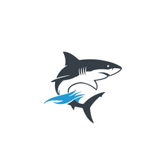 Stylized Shark Logo Design Featuring Flowing Elements and Dynamic Movement