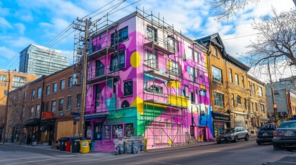 Vibrant Urban Mural on Building in City Neighborhood