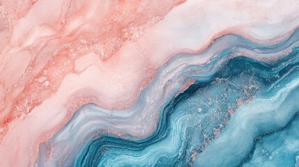 Obraz premium Ethereal Watercolor Blend - Abstract Creativity and Soft Aesthetics in Pink, Blue, and Rose Quartz