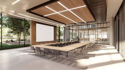 Obraz premium Modern Conference Room with Natural Light and Minimalist Design