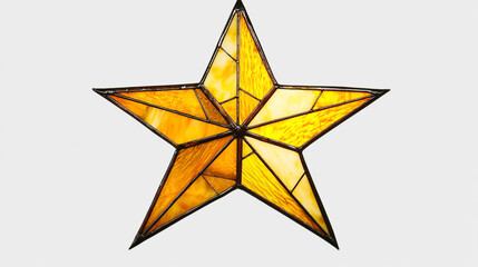 Obraz premium Yellow stained glass star on a plain white background