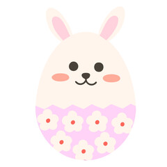 花柄のピンクと白のイースターエッグ（主線なし）