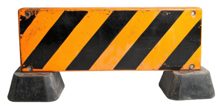 Construction safety barrier urban street outdoor isolated on transparent background
