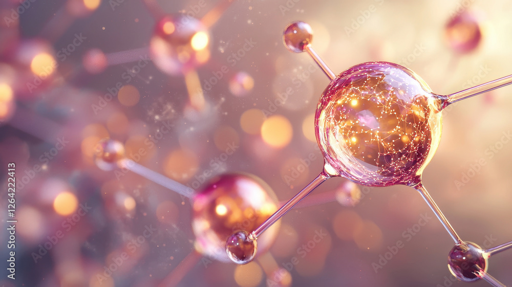 Aufkleber digital rendering of glowing atomic structures with intricate details and vibrant colors, showcasing